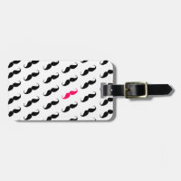 Funny Girly Pink And Black Moustache Pattern