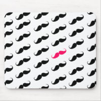 Funny Girly Pink And Black Moustache Pattern
