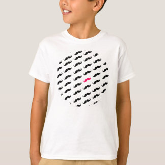 Funny Girly Pink  And Black Moustache Pattern T-Shirt