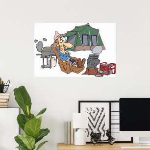 Funny Glamping Cartoon Luxury Camping  Poster