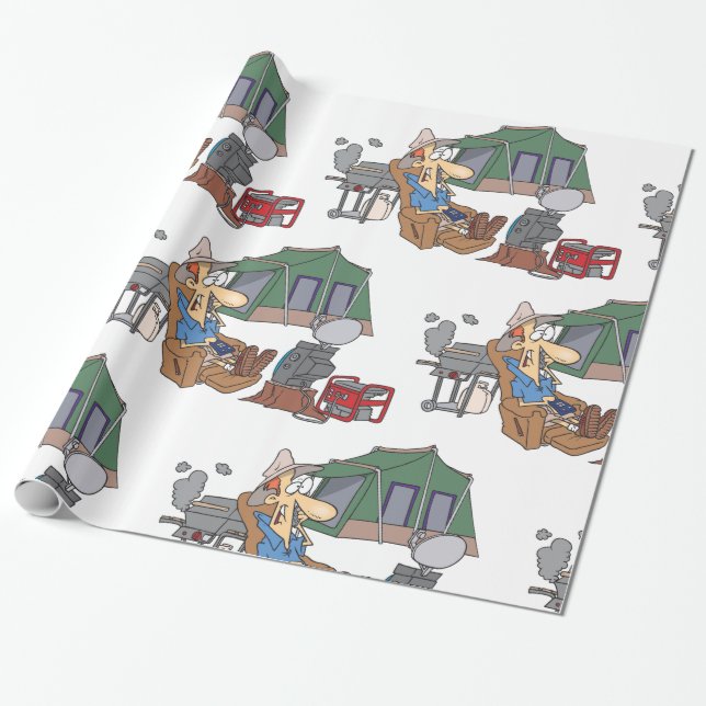 Funny Glamping Cartoon Luxury Camping  Wrapping Paper (Unrolled)