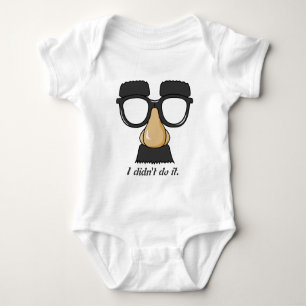 Funny glasses, moustache, nose, and eyebrows baby bodysuit
