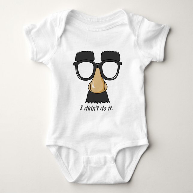 Funny glasses, moustache, nose, and eyebrows baby bodysuit (Front)