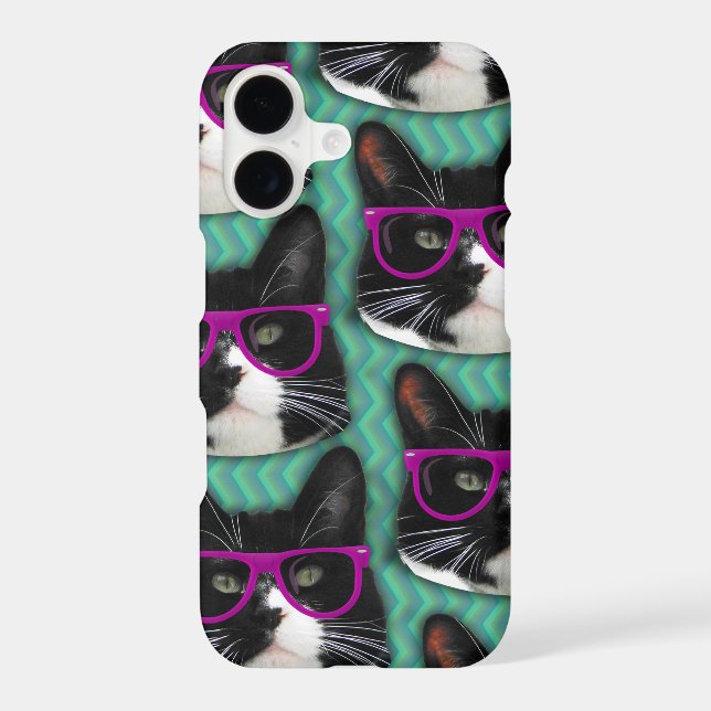 Funny Glasses Tuxedo Cat Epic Fun Pattern (Back)