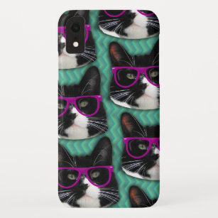 Funny Glasses Tuxedo Cat Epic Fun Pattern iPhone XR Case