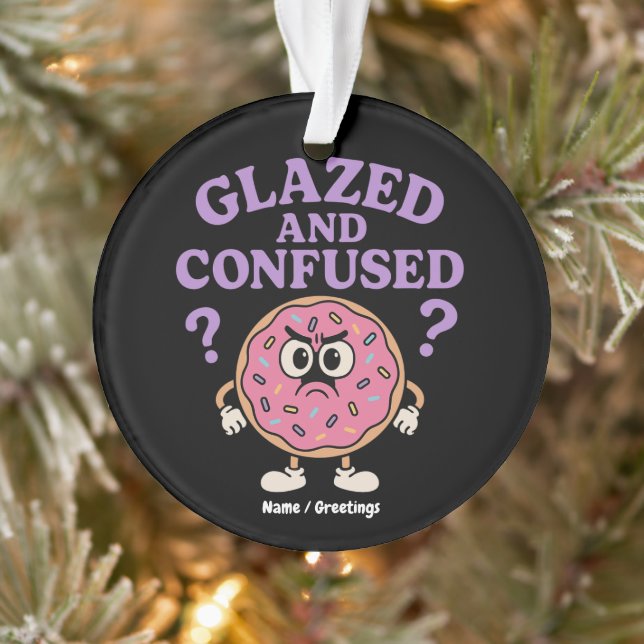 Funny Glazed and Confused Doughnut design  Ornament (Tree)