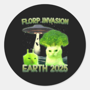 Funny Glerp Glorp Funny Alien Cat Meme Vintage Classic Round Sticker