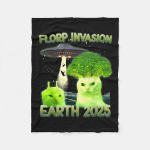 Funny Glerp Glorp Funny Alien Cat Meme Vintage  Fleece Blanket