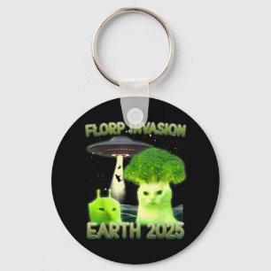 Funny Glerp Glorp Funny Alien Cat Meme Vintage  Key Ring