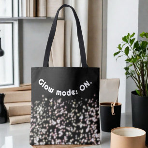 Funny glitter glow black white rose gold blush  tote bag