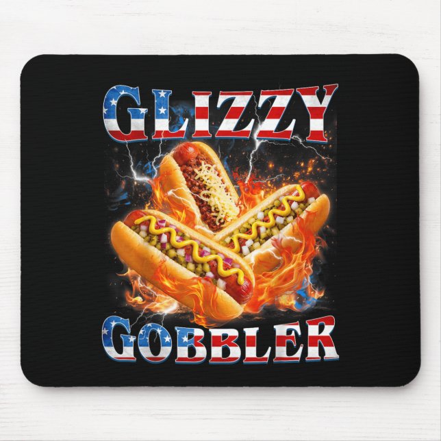 Funny Glizzy Gobbler Meme Hilarious Hotdog Glizzy Mouse Pad (Front)