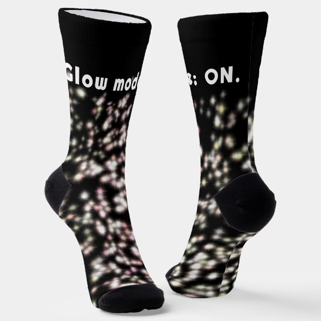 Funny glow glitter black white rose gold blush  socks (Angled)