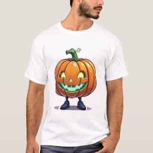 Funny Glowing Halloween Jack-O’-Lantern with Legs T-Shirt