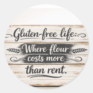 Funny Gluten Free Life Joke - Food Humour Classic Round Sticker
