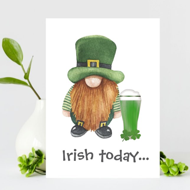Funny Gnome Beer Hangover St Patricks Day Card (Creator Uploaded)