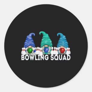 Funny Gnome Bowling Squad For Family Cute Bowling Classic Round Sticker