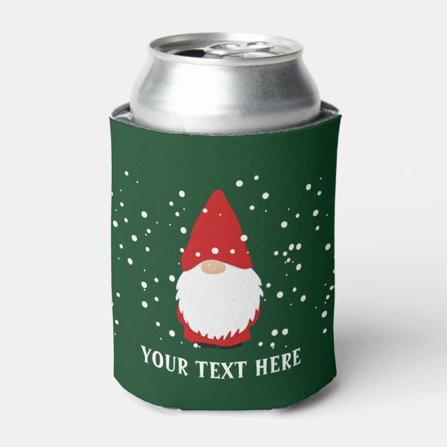 Funny gnome cartoon custom Christmas can coolers (Can Front)