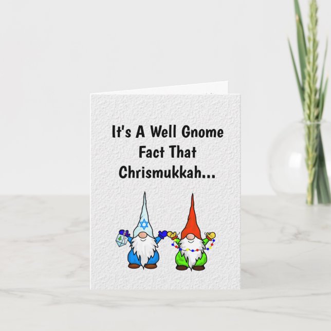 Funny Gnome Chrismukkah Greeting Card (Front)