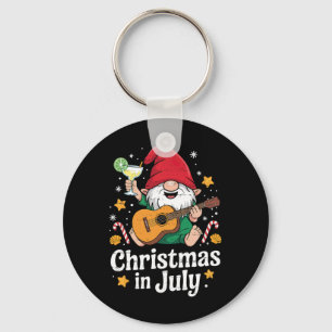 Funny Gnome Christmas In July Summer Xmas Beach Va Key Ring