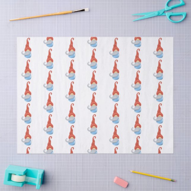 Funny Gnome Christmas Tissue Paper – Cute Holiday  (Craft)