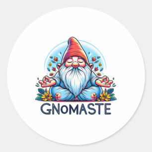 Funny Gnome Gnomaste Namaste Yoga Meditation  Classic Round Sticker