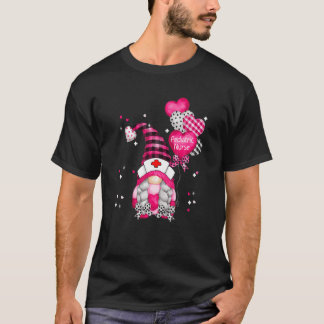 Funny Gnome Holding Hearts Paediatrics Nurse Valen T-Shirt