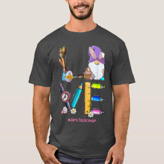 Funny Gnome LOVE Art Teacher Bunny Easter Day Matc T-Shirt