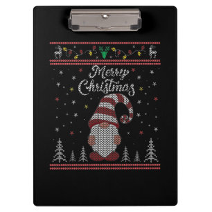 Funny Gnome Merry Christmas Clipboard
