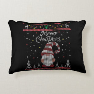 Funny Gnome Merry Christmas Decorative Cushion