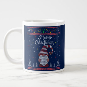 Funny Gnome Merry Christmas Large Coffee Mug
