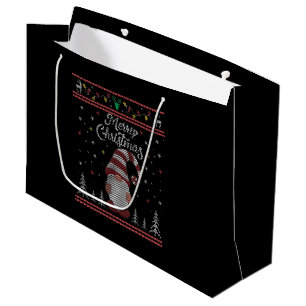 Funny Gnome Merry Christmas Large Gift Bag