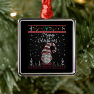 Funny Gnome Merry Christmas Metal Ornament