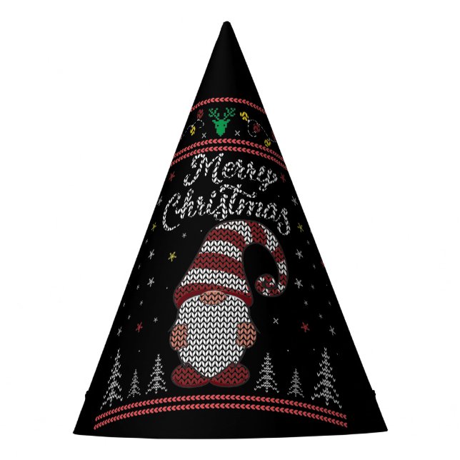 Funny Gnome Merry Christmas Party Hat (Front)