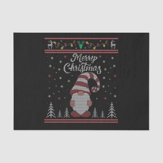 Funny Gnome Merry Christmas Tissue Paper (Front)