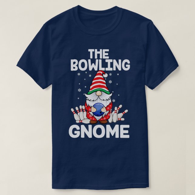 Funny Gnome Pajamas Bowling Gnome Xmas Cute Christ T-Shirt (Design Front)