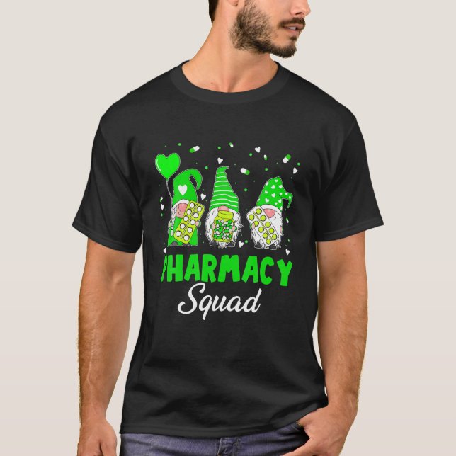 Funny Gnome Pharmacy Squad Pharmacist St Patrick's T-Shirt (Front)