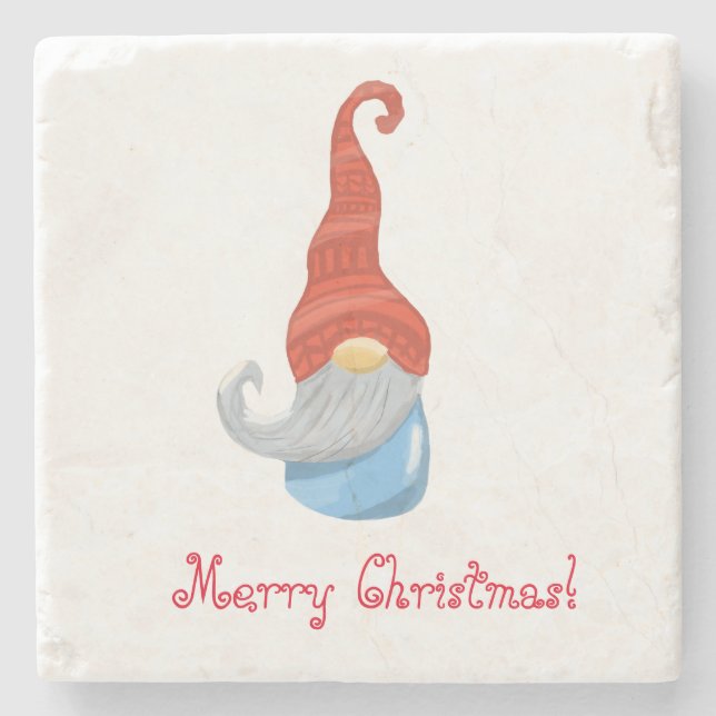 Funny Gnome Stone Coaster – Cute Garden Humour  (Front)