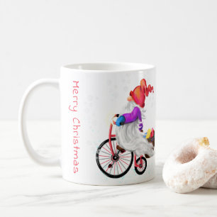 Funny Gnome with Bike and Gifts - Merry Christmas Coffee Mug