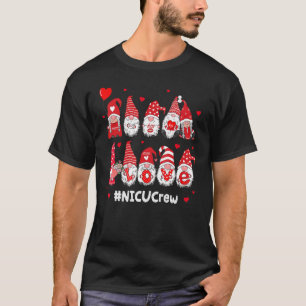 Funny Gnome With Hearts Nicu Crew Valentine S Day  T-Shirt