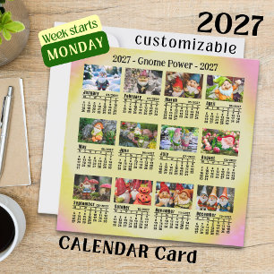 Funny Gnomes 2027 Custom Photo Calendar - Monday
