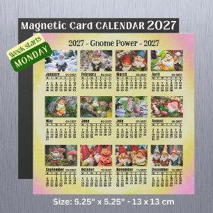 Funny Gnomes 2027 Custom Photo Calendar - Monday 