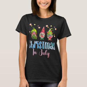 Funny Gnomes Christmas in July watermelon Christma T-Shirt