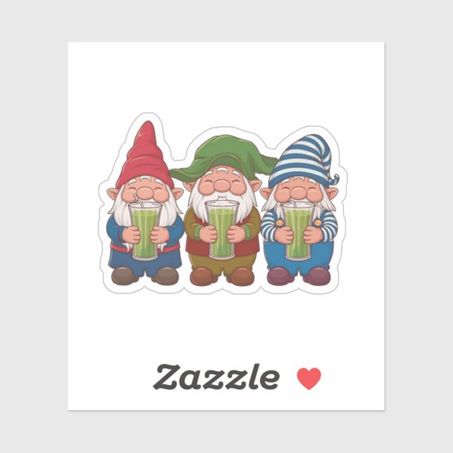 Funny Gnomes Holding a Matcha Drink Magical  (Sheet)