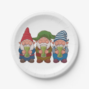 Funny Gnomes Holding a Matcha Drink Magical  Paper Plate