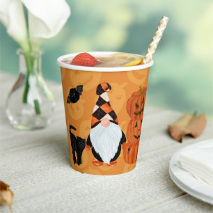 Funny Gnomes Jack o' Lantern Halloween Paper Cups