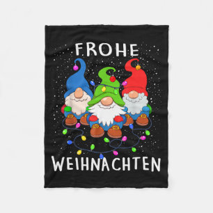 Funny Gnomes Merry Christmas Frohe Weihnachten  Fleece Blanket