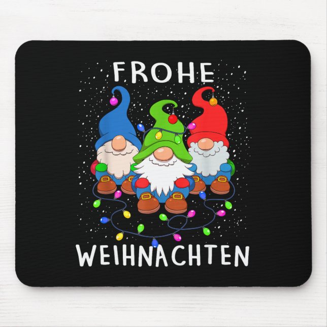 Funny Gnomes Merry Christmas Frohe Weihnachten  Mouse Pad (Front)