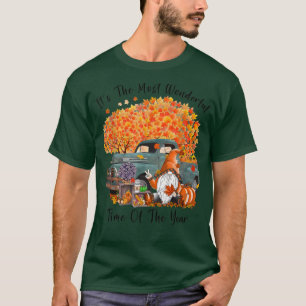 Funny Gnomes Pumpkin Truck Autumn Fall Happy Thank T-Shirt