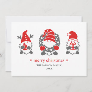 Funny Gnomes White Christmas Holidays Photo Holiday Card