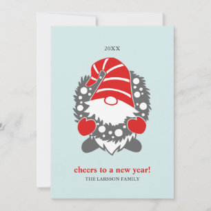 Funny Gnomes   White Christmas New Year 2 Photo Holiday Card
